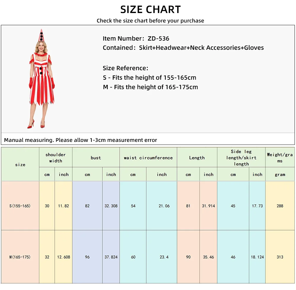 Halloween Joker Cosplay Costume Red Gorgeous Tower Skirt Adult Circus Party Dress Terror Disguise Costume Performance Show Set view 6