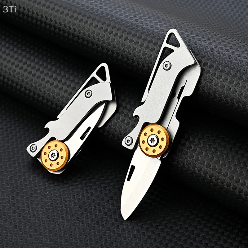 Coltello pieghevole apribottiglie bisturi in acciaio inossidabile Coltello pieghevole da campeggio multifunzionale Sopravvivenza Disimballaggio Coltello da tasca Portachiavi Strumento EDC