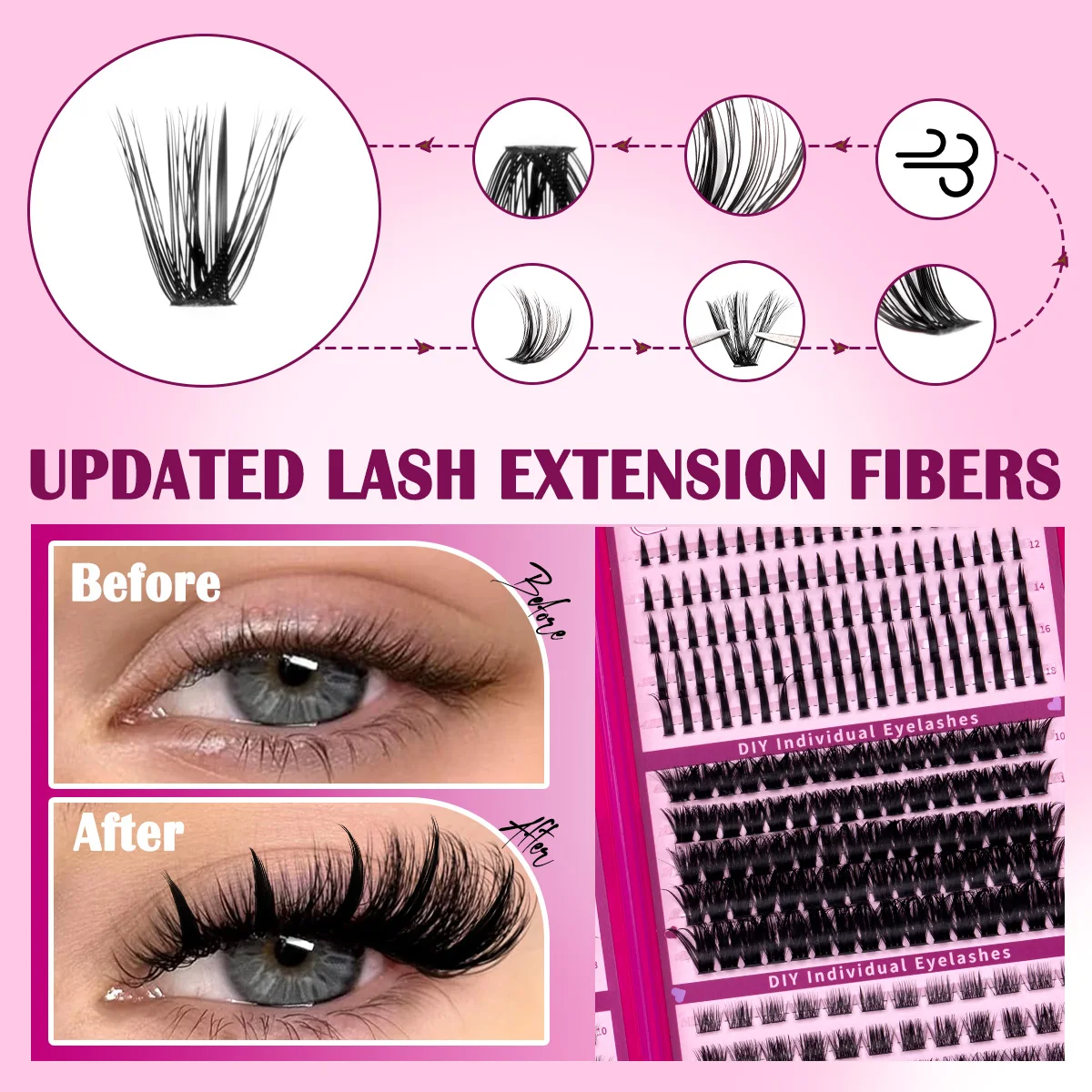 DIY Wimpern-Cluster-Set Große Kapazität Weiche Wimpern Faux Mink Wimpernverlängerung Einzelwimpern DIY zu Hause Wiederverwendbar – Detail 2