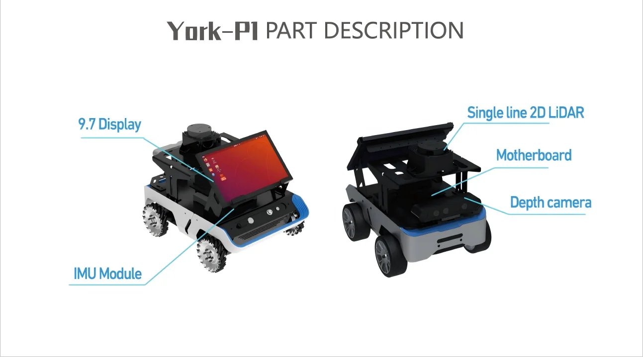York-P1 All-in-One AI Mobile Robot with 3D Vision Navigation & Closed-Loop Control