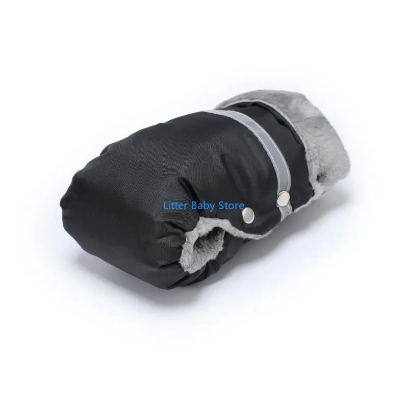 

N80C Windproof Stroller Hand Warmer with Fleece and Cotton Baby Cart Mittens Winter Warm Accessories for Outdoor Activities