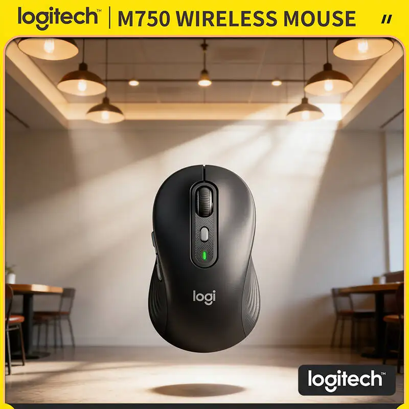 Logitech M750 Signature Wireless Mouse - 4000 DPI, Soft Grips, 3-Device Sync, 20-Month Battery, Home Office Essential