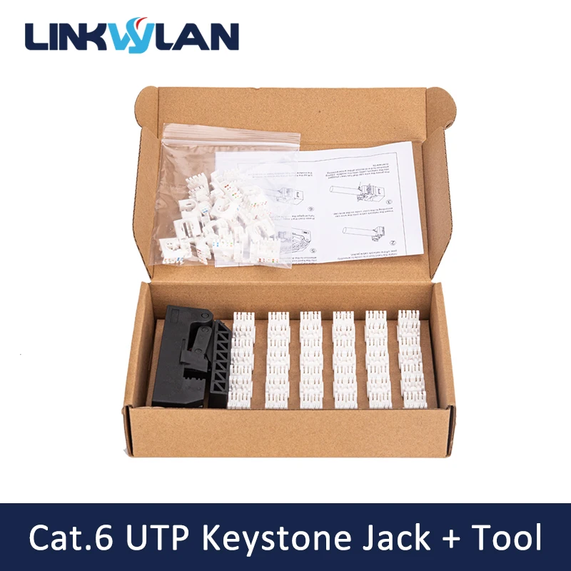 linkwylan keystone jack punch down tipo ferramenta de corte inclui friso rapido rj45 cat6a utp 24 pcs set 01