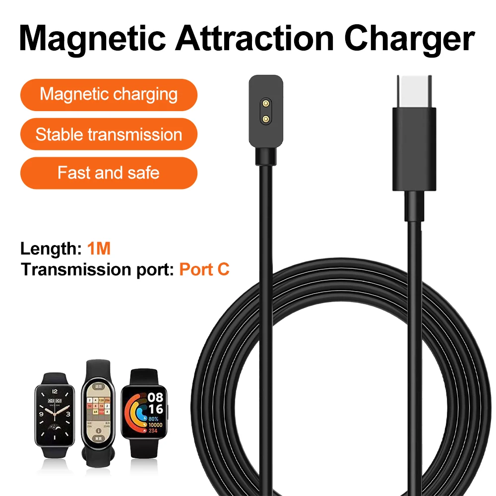 USB Magnetic Charger For Xiaomi Mi Band 8/ 8Pro/ 8 Active Type C Charging Cable For Redmi Watch 3 Lite/Active Smartwatch Wire