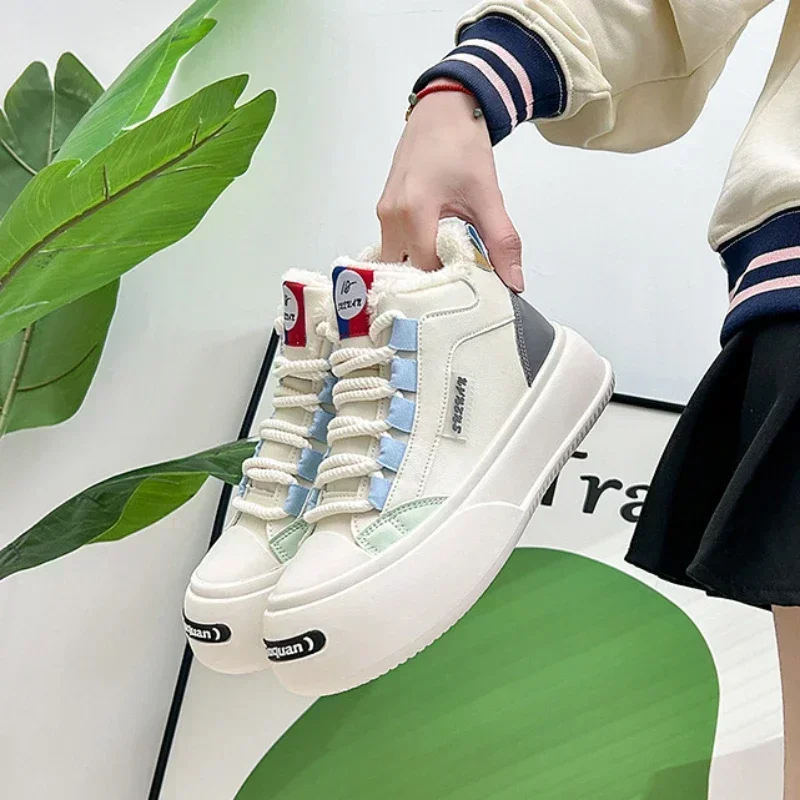 Padded Sneakers Shoes for Women Lace-up With Laces Womens Sports Snow Boots Sale On Promotion Offer Winter Footwear Slip Gyaru image 4