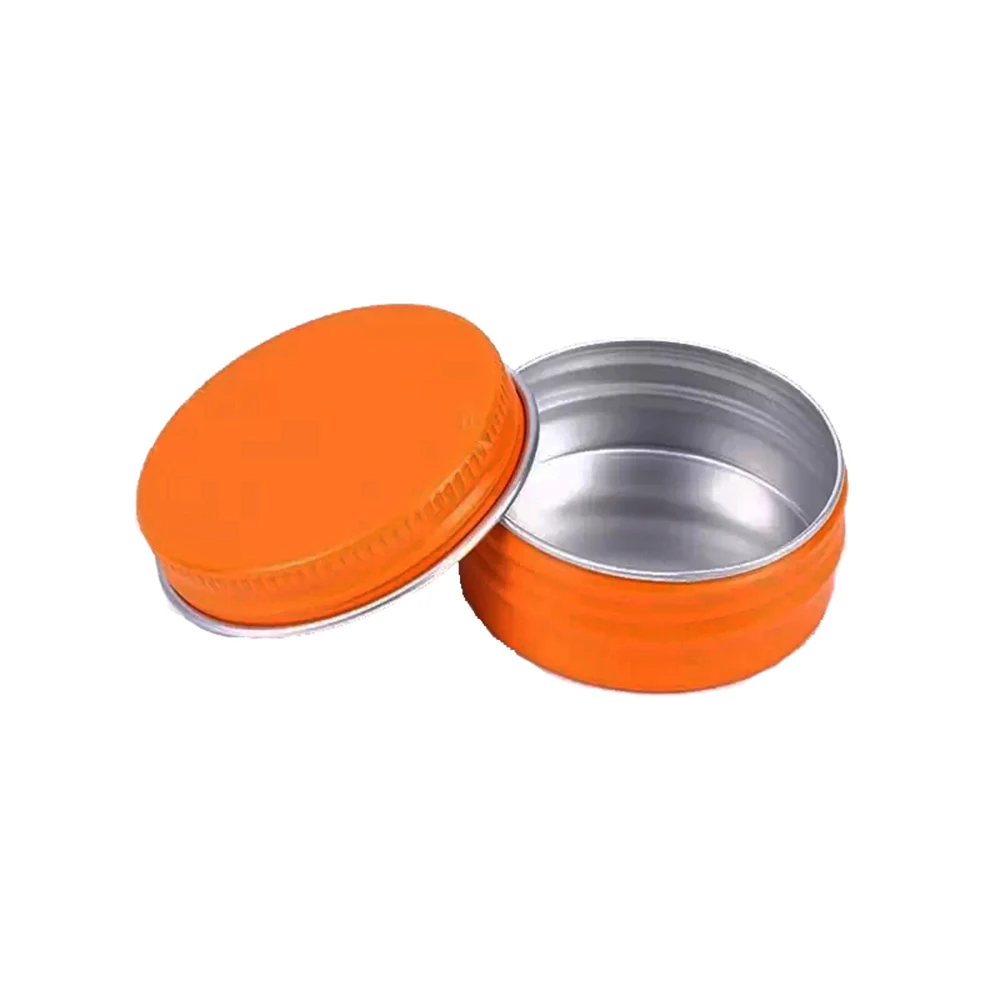 50pcs Empty Metal Container Refill Aluminum Tin Orange Color Lip Balm Pot Sample Cream Can Hair Wax Box 10g 15g 20g 30g 50g 60g