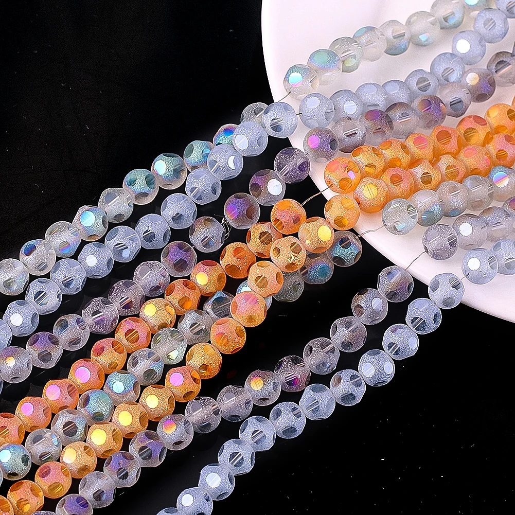 8mm Crystal Round Beads Glass Faceted Football Frosted Loose Beads Jewelry Making DIY Bracelet Spacer Decoration Accessories