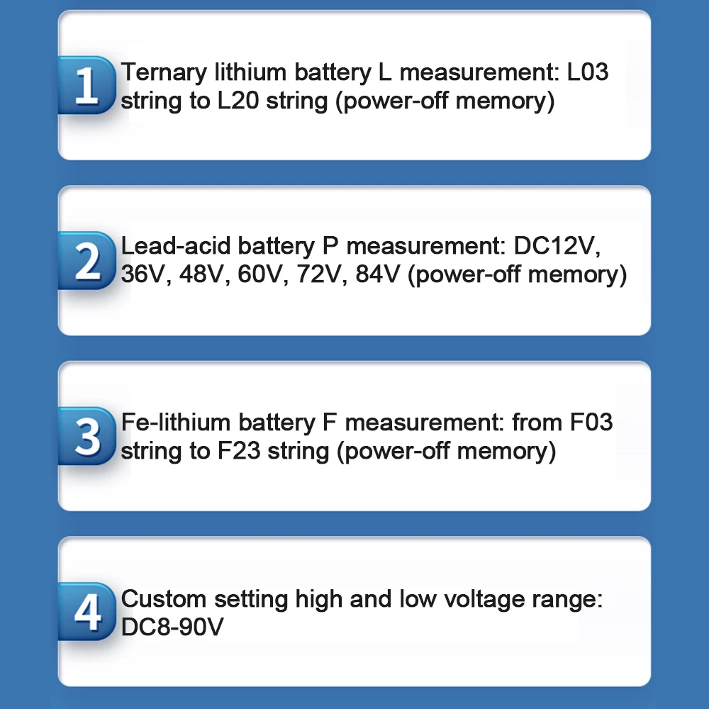 12V 24V 48V DC Battery Capacity Voltmeter Indicator Power Meter for Lithium Batteries Lead-acid Batteries Percentage Capacity