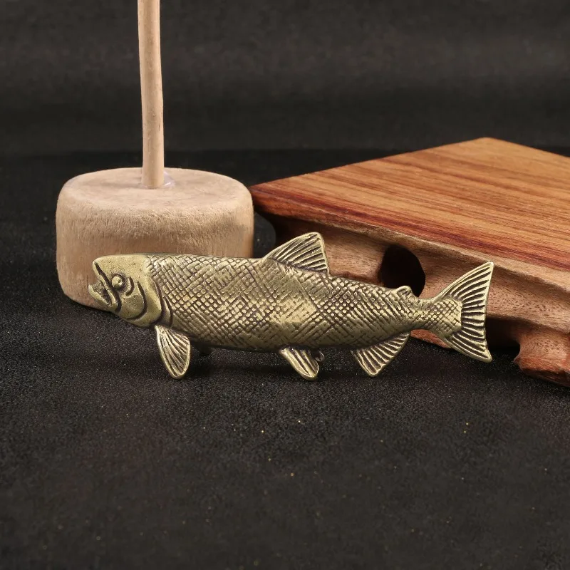

Retro Solid Brass Maha Fish Figurines Animal Statue Copper Ornaments Desktop Decoration Crafts Sculpture Home Decor Child Gift