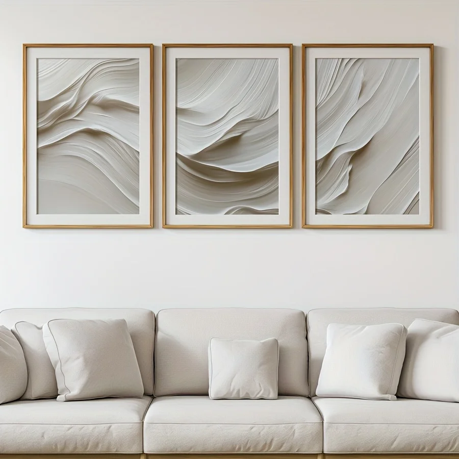 Abstract White Wave Canvas Art 3