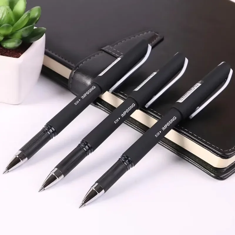 Deli Gel Pen 0.5mm Blue Black Gel Ink Pens Sign Pen Fast Dry Smooth Ink Writing Soft Grip Stationery School Office Supply