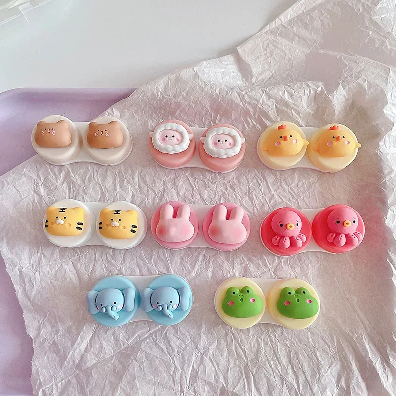 

Cartoon Yellow Chicken Contact Lenses Plastic Kawaii Cute Contact Lens Case Eyeglass Case Lens Containers Wholesale 2024New Year