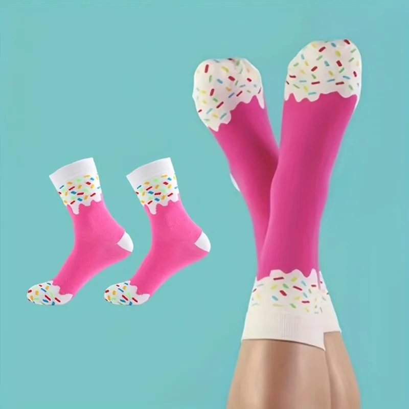 Neuartige Eiscreme-Popsicle-Socken, lustige, niedliche Socken mit Fruchtmuster, weiche, atmungsaktive Freizeitsocken für den täglichen Gebrauch, Party, Urlaubsgeschenk – Detail 8