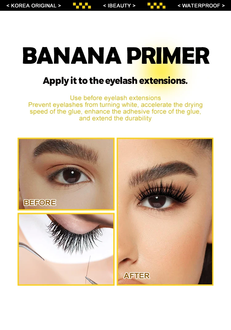 1 Flasche IBeauty Banana Primer Fake Wimpernverlängerung, schnell trocknend, langlebig, Korea Beauty Shop, stark klebendes Zubehör, Bonder – Detail 5