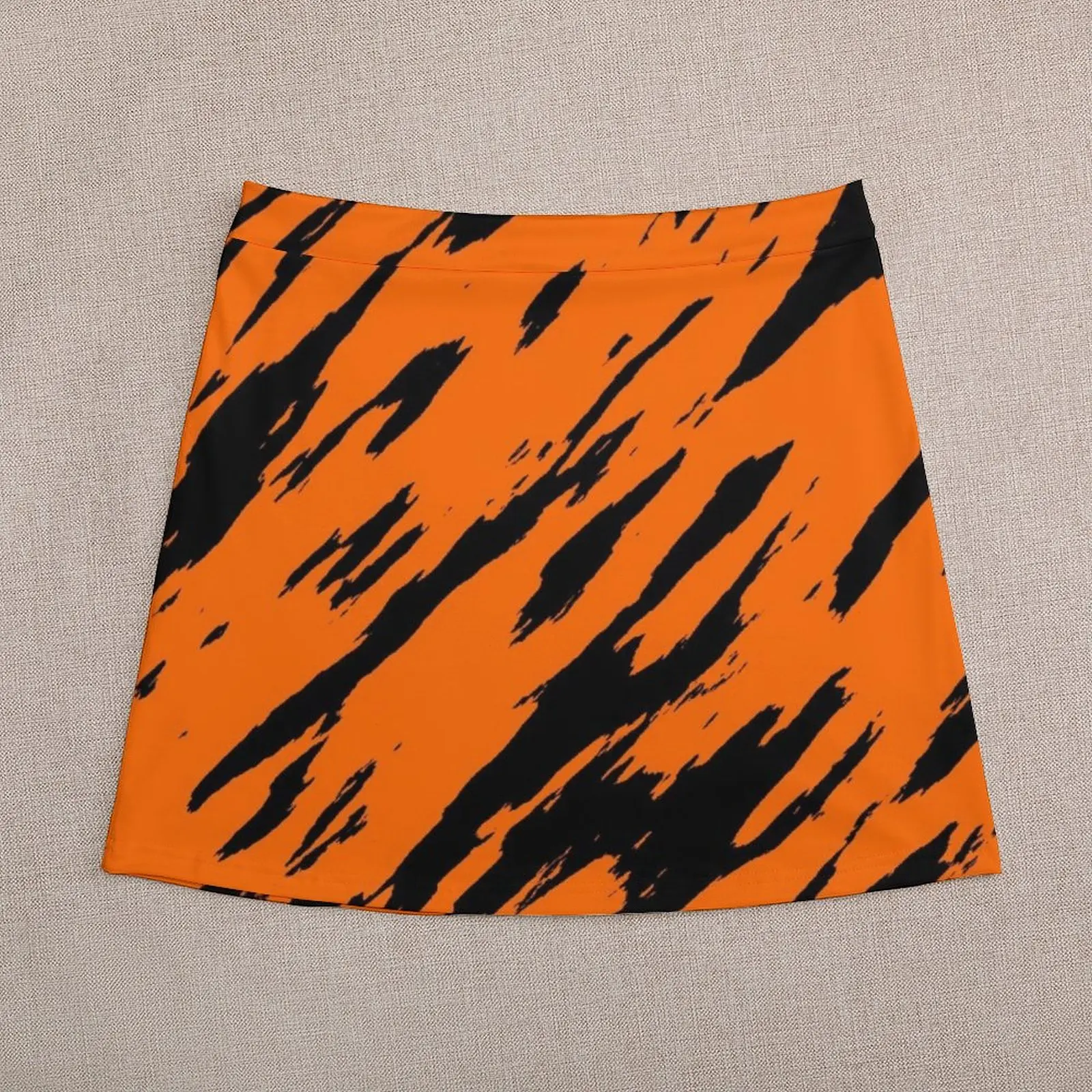 Tiger Print Bengal, Orange Black Animal Pattern Mini Skirt night club outfit Skirt satin