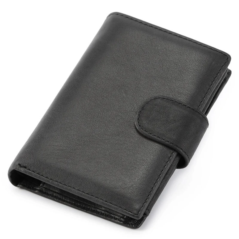Genuine Leather Men Retro Wallet New Short Card Holders Top Layer Cowhide Men Purse Coin Pocket Leather Zipper Men Money Clips