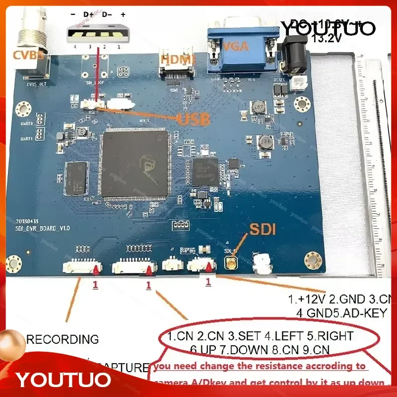 HD 1080P Surgical Endoscope Camera with SDI Output DVR Recorder Chip Video Connector and Cable for Medical Endoscopy Systems