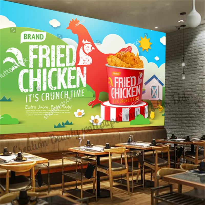 

Hand Painted Farm Fried Chicken Wallpaper Mural Fast Food Restaurant Snack Bar Background Wall Papel De Parede Wallpapers