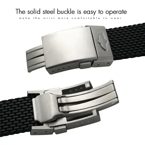 20mm 22mm 24mm flätat silikongummiarmband passar Breitling Avenger Superocean Heritage Seiko Longines Tudor klockarmband 6 best sales Breitling-rem - №3