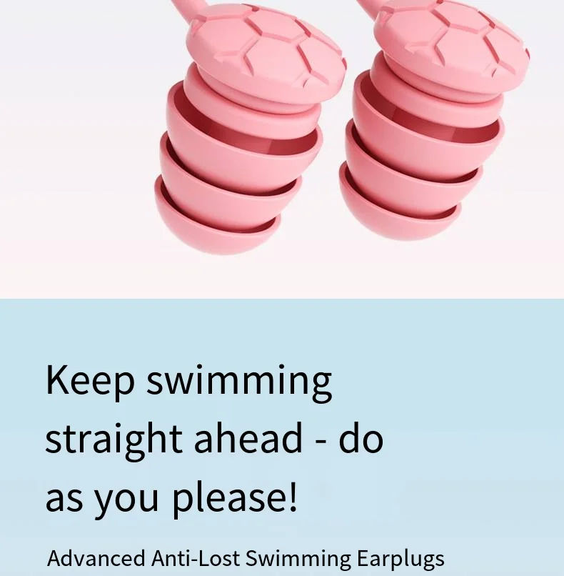 Weiche Silikon-Schwimm-Ohrstöpsel mit Schnur, wasserdichte Ohrstöpsel gegen Verlust, 3-lagige Ohrstöpsel zur Geräuschreduzierung für Schlaf und Schwimmen – Detail 6