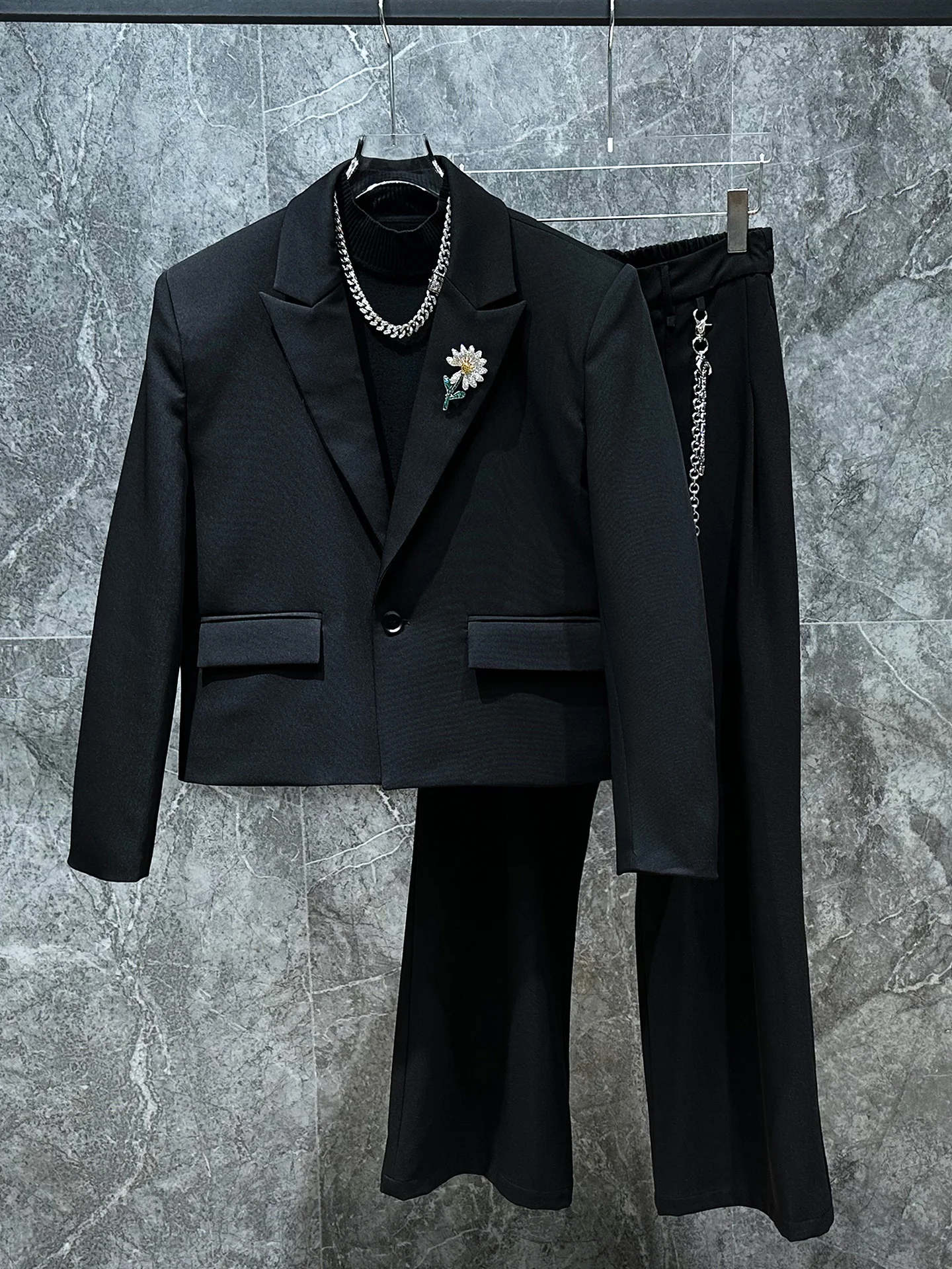 

2026 New Luxury ort Men's Suit Jaet Design Ele Versatile Casual Long Sve Polyester Fiber Spring Autumn Wear