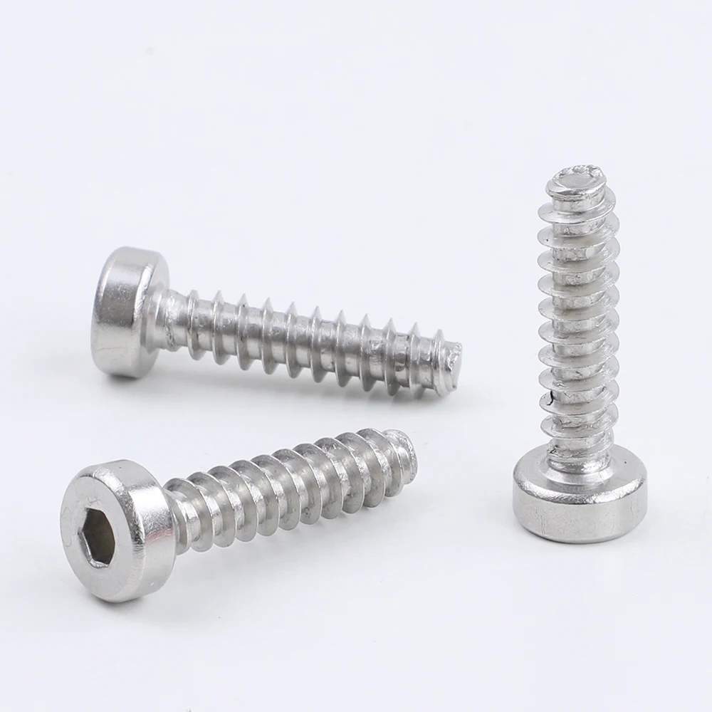 Allen Socket Thin Low Short Head Tapping Screw Flat Tail Stainless Steel M1.7-M6 Hex Cap Tapping Screws Cutting Tail for Plastic