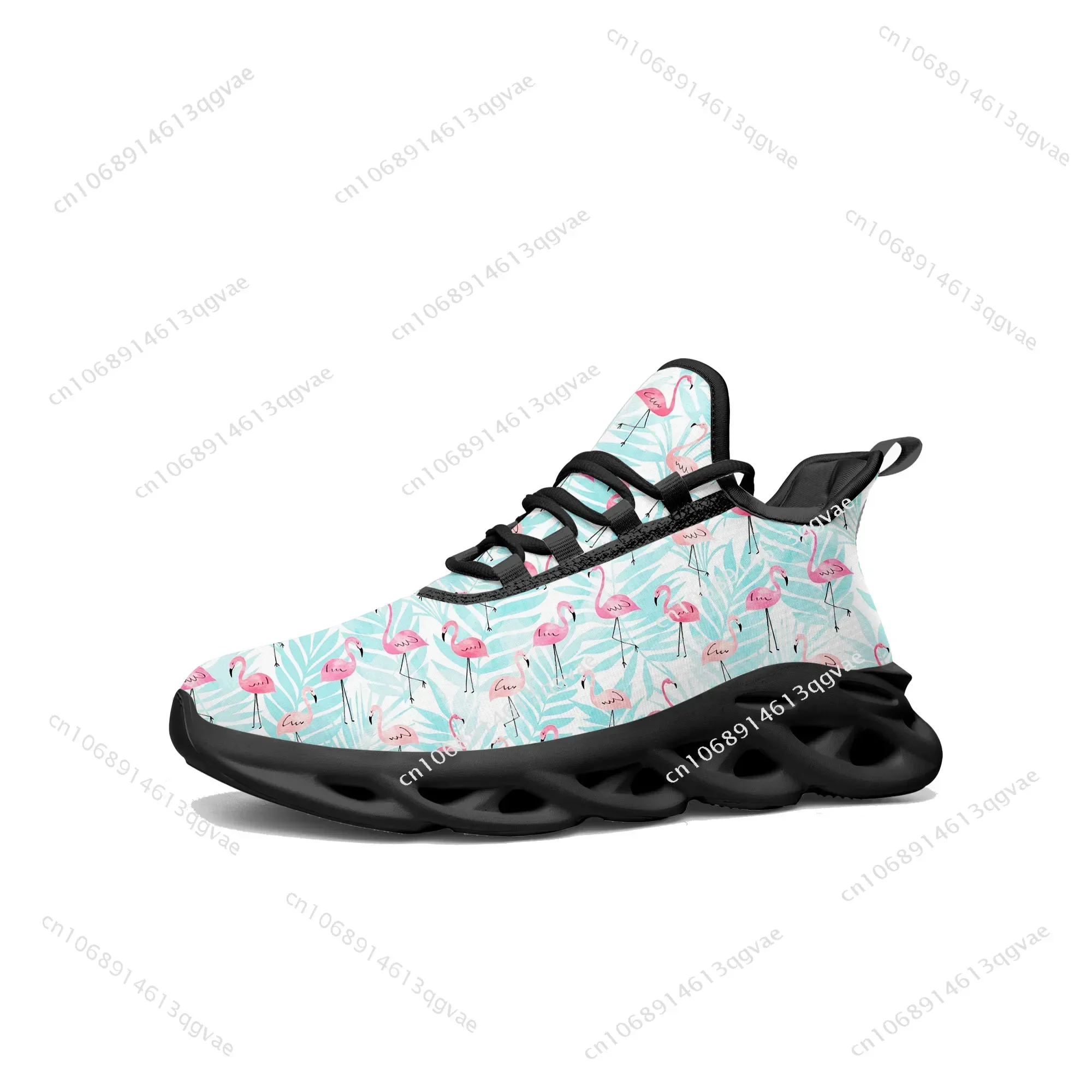 Flamingo Printed Flats Sneakers Mens Womens Sports Running High Quality Sneaker Lace Up Mesh Footwear Tailor-made Shoe Black