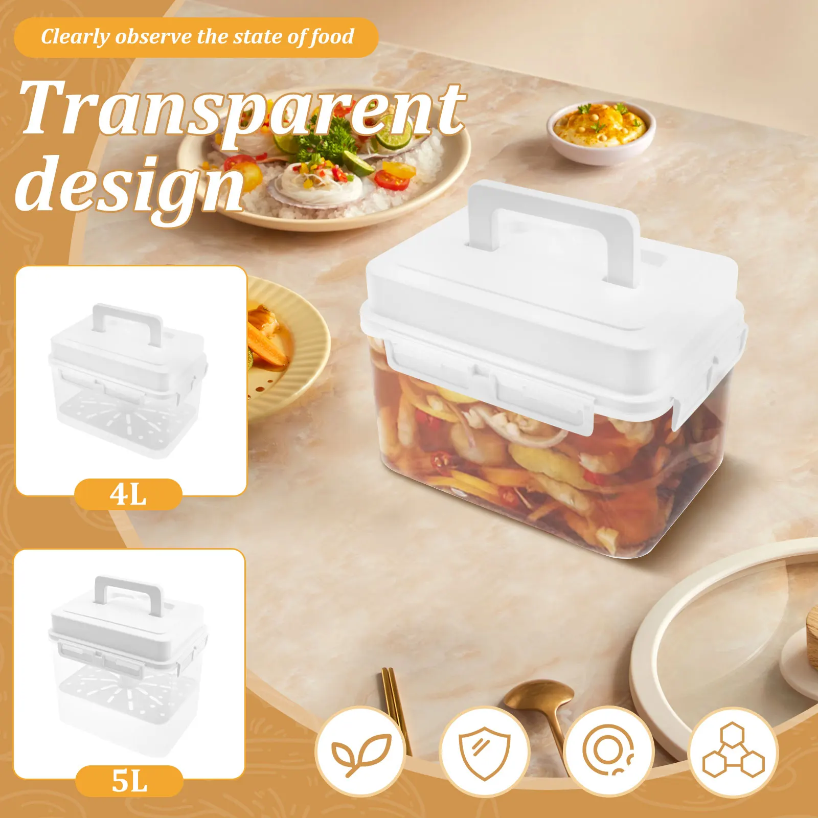 Pickle Jar Plastic Press Fermentation Container For Gherkin Sauerkraut Olive And Kimchi Storage Container And Fermentation