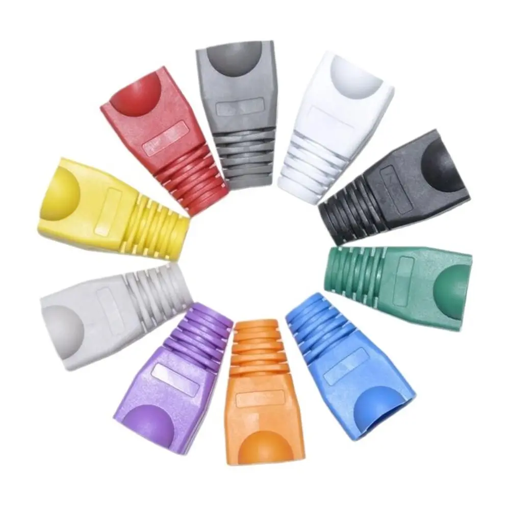 100Pcs CAT5e CAT6 RJ45 OD6.5 Cable Connector Plug Strain Relief 8p8c Connector CoverNetwork Cable Caps Durable Ethernet Boot