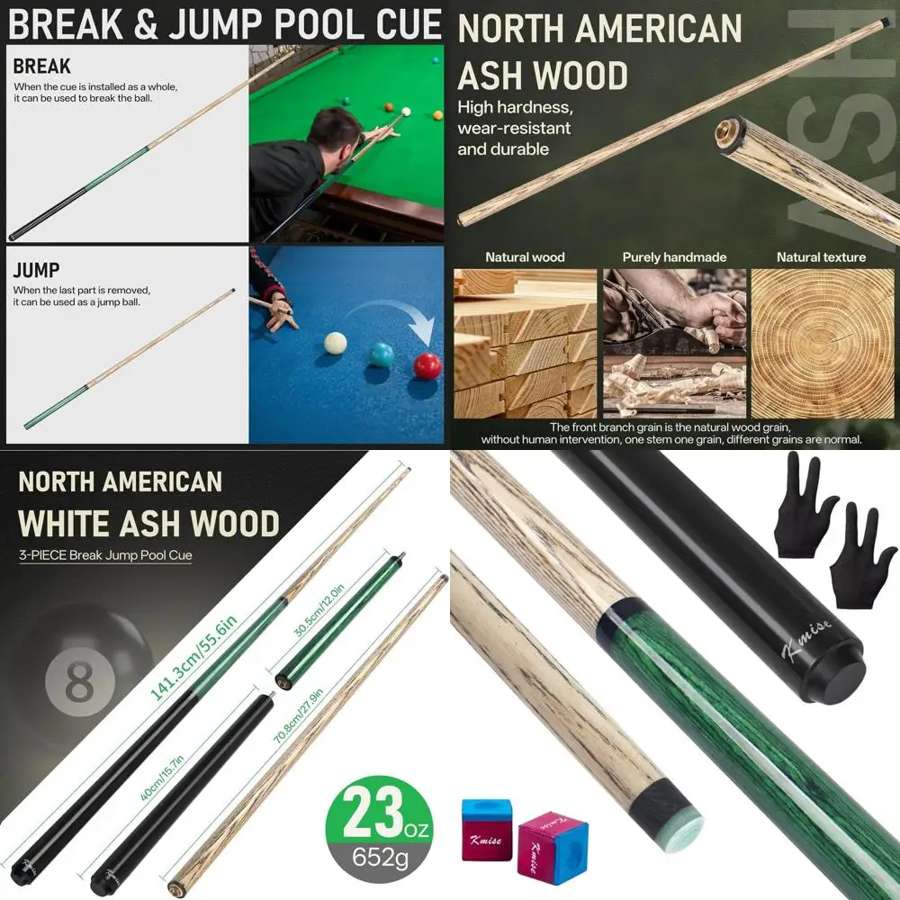 

Мощные кии для бильярда (21-28 унций) для мощных брейков и плавных прыжков, профессиональное качество, наконечник 14 мм, включает мел и перчатку