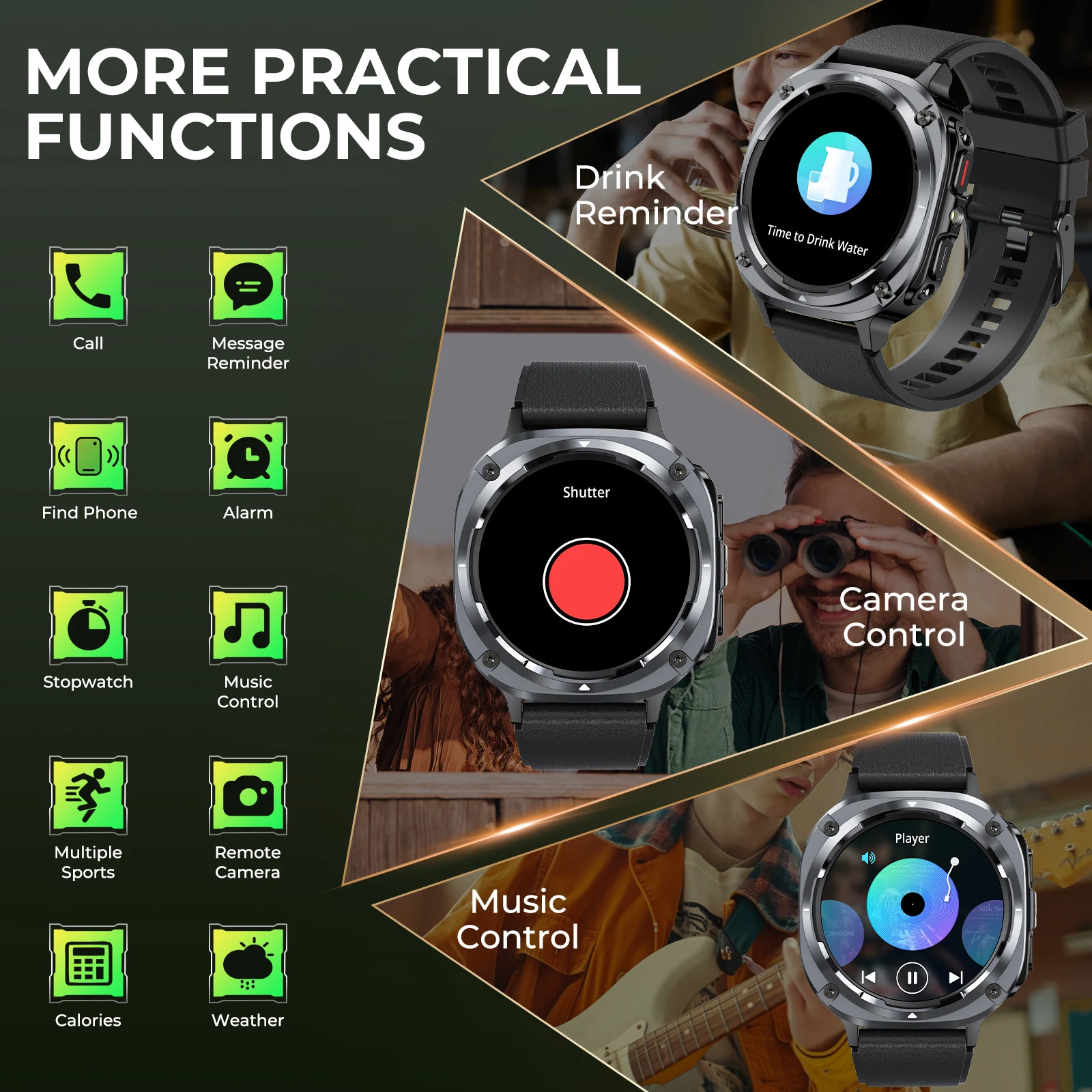 EIGIIS Smart Watches for Men with 1.39"HD Screen Sport Modes Heart Rate Sleep Detection Local Music IPx8 Waterproof Smartwatch