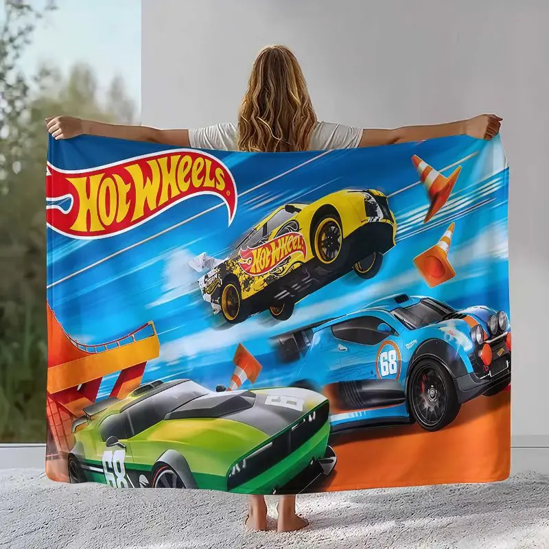 H-Hot Wheels Track Cityscape Racing Cartoon Flannel Throw Blanket,Cozy Warm Blanket for Bed,Sofa,Living Room,Camping,Home Decor