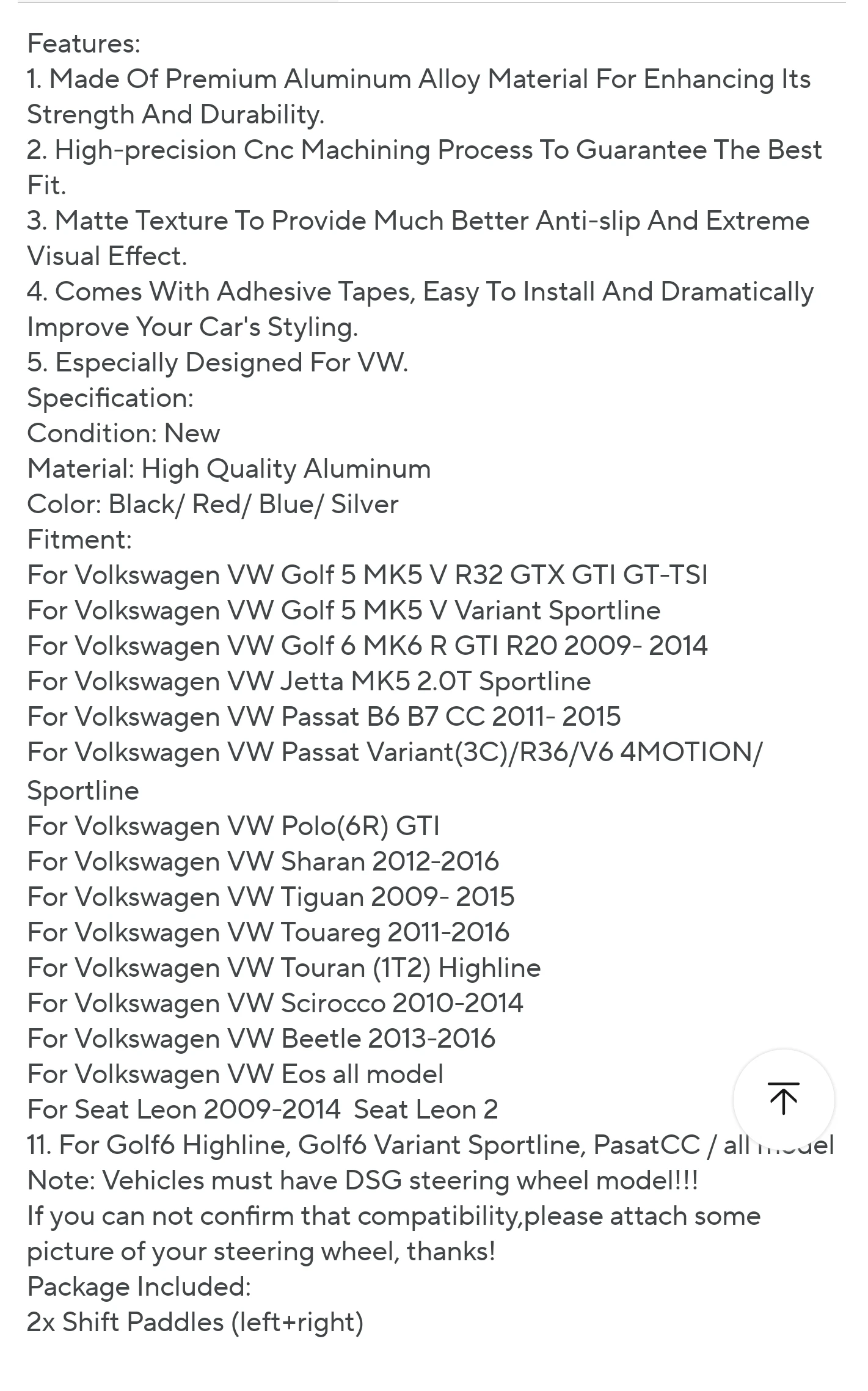 アルミ製ステアリングホイールパドル エクステンデッドシフトカバー VW ビートル シロッコ トゥアレグ イオス シャラン ティグアン R36 ゴルフ5 6 GTI ポロ ジェッタ用