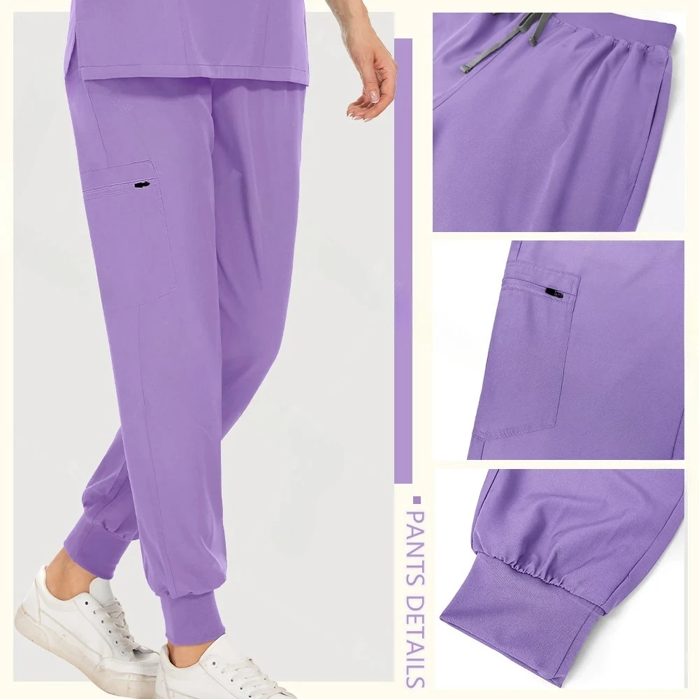 NEW Surgical Nurse Uniforms Medical Scrubs Set Beauty Salon Lab Workwear Clinical Scrub Top+ Pants Doctor Nursing Suit Woman Men