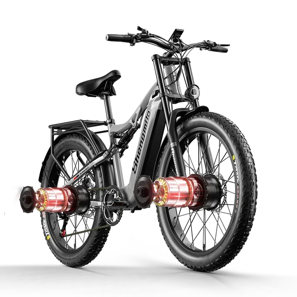 Shengmilo S600 Adult 2000W Electric Bicycle with Two Motors, 48V17.5AH 840WH Battery,26 Inch Wide Tyre  Men's Mountain e bike