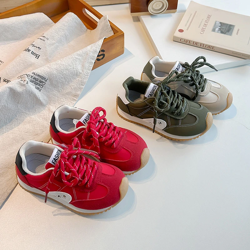 2026 New Children Casual Sneakers Kids Shoes Round Toes Non slip Boys Girls Shoes Soft Sole Comfort Sports Stripe Running Shoes