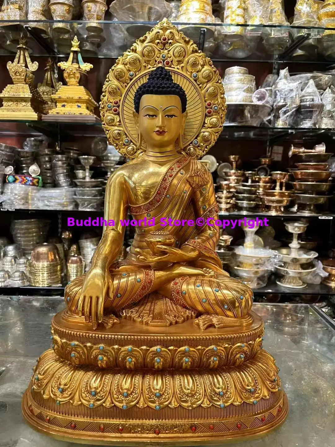 33cm large high-end Buddha statue Exquisite copper Buddha Shakyamuni the Medicine Buddha Tibet Buddhist worship buddha statue