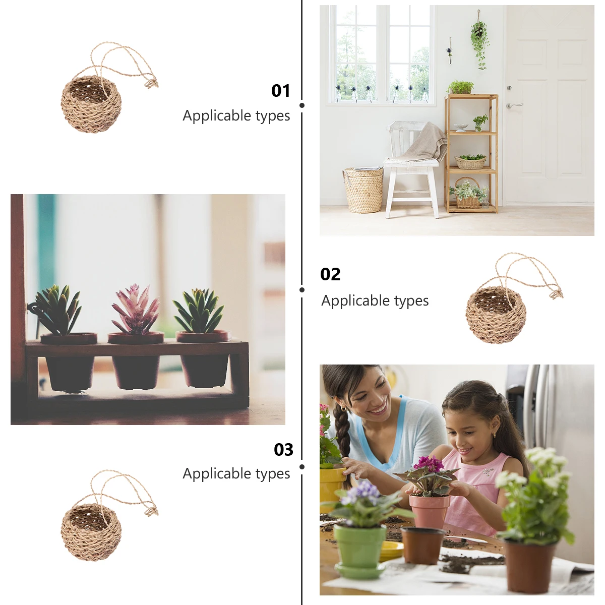 

Rope Hanging Basket Woven Baskets Storage Plants Handwoven Pot Creative House Decoration Clothes Rack Soft Material