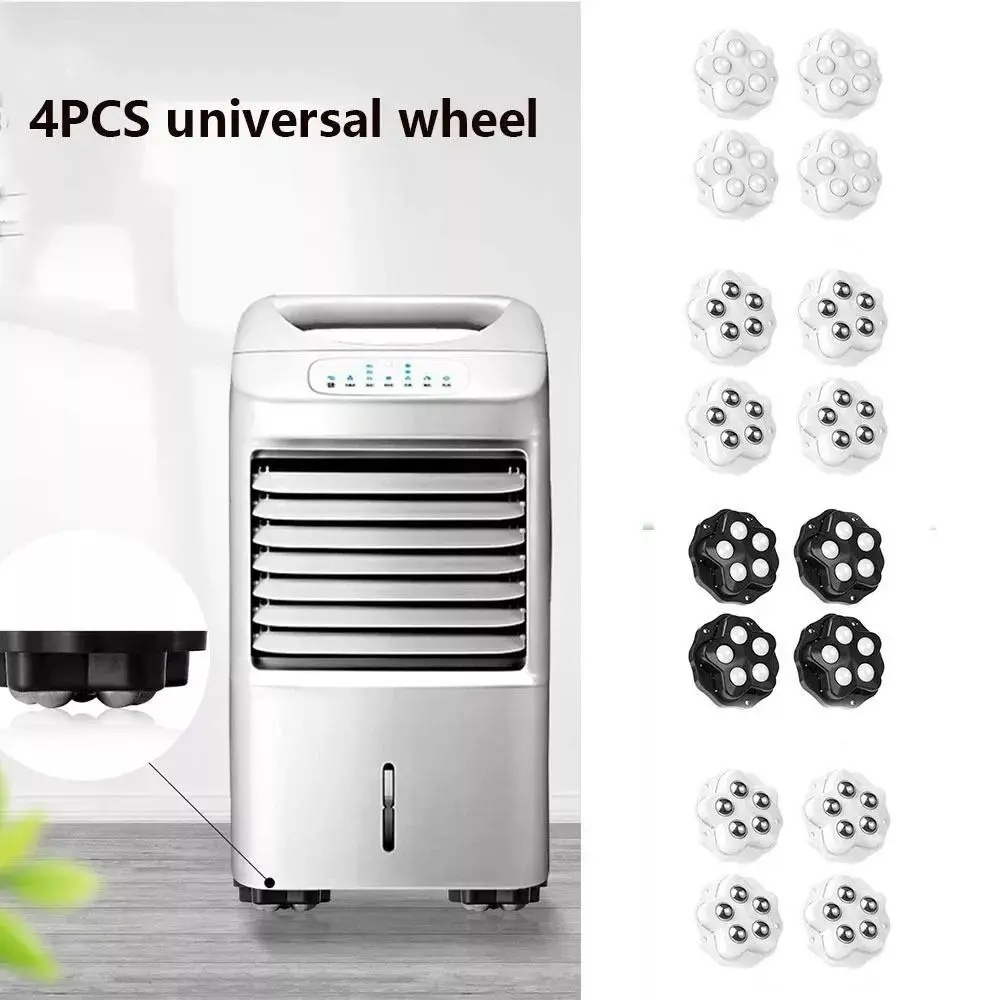 4Pcs/set Mute Ball Universal Wheels Self Adhesive Strong Load-bearing 360° Rotation Pulley 5 Beads Table Move Accessories