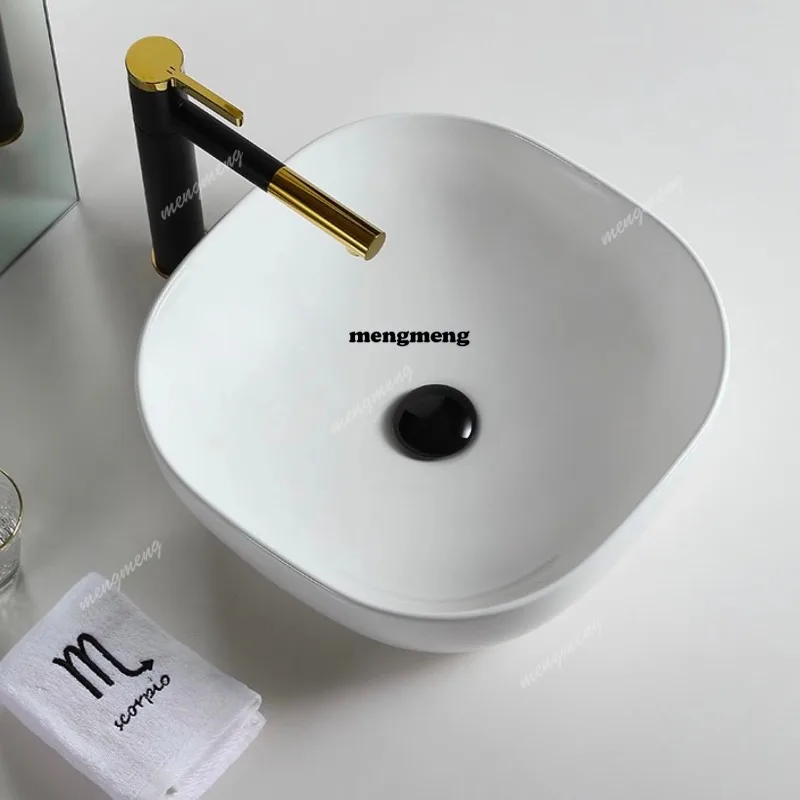 

H Ultra-thin Countertop Basin Washbasin Household Ceramic Washbasin Bathroom Art Basin Single Basin