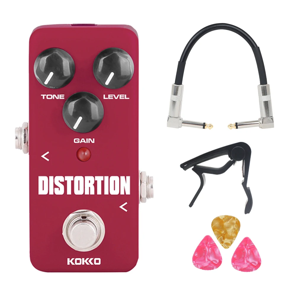 

KOKKO Electric Guitar Effect Pedal Mini Distortion Pedal True Bypass Guitar Effect Pedal with Guitar Capo Picks Accessories