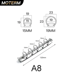 Moterm A8 Size Metal Spiral Rings Binder Clip 5 holes With 2 Pairs of Screw For Diary Notebook Planner Binder Clip File Folder