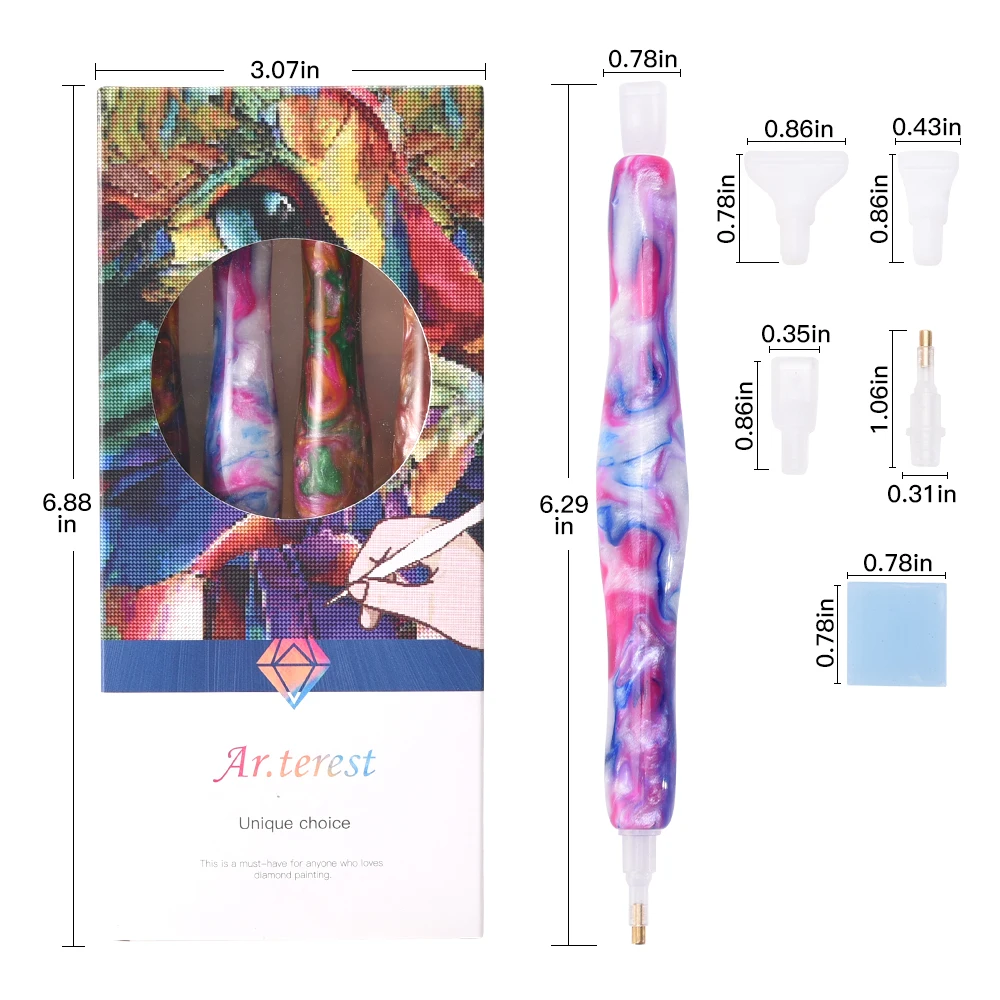 Diamond Painting Pens - 4 Pack Diamond Painting Tools and Accessories Handmade Art Resin Pens for Hobby Adults Kids Beginner