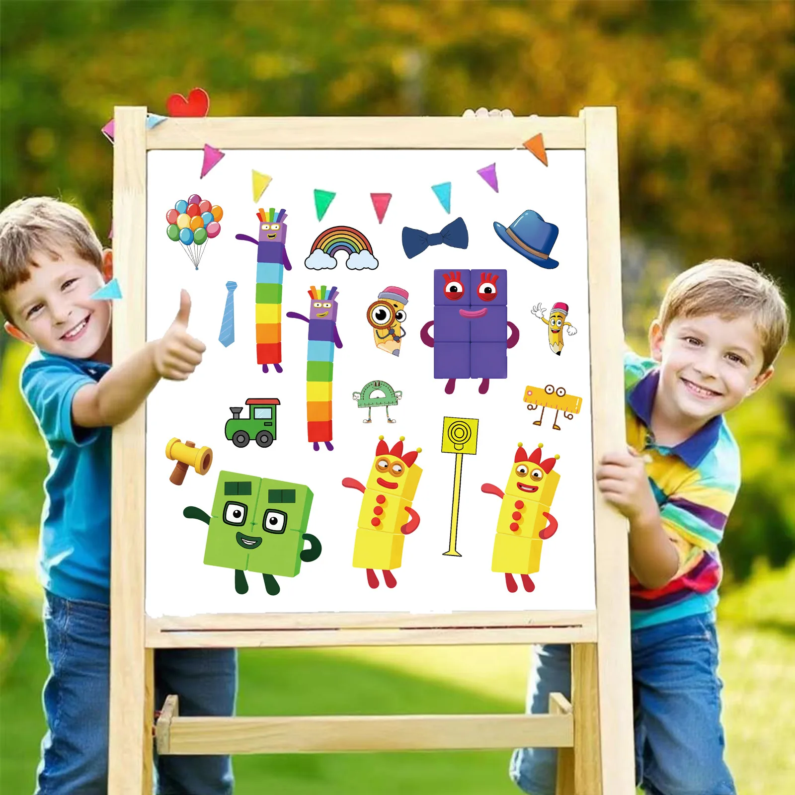 8Sheets Digital Building Blocks Cute Puzzle Stickers Cartoon Building Blocks  Stationery Decor DIY Face Stickers gallery 2