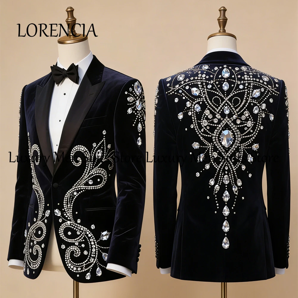 

Элегантные мужские костюмы из 2 предметов с кристаллами, однобортные, роскошные, со стразами, для свадьбы и вечеринок, смокинги на заказ, мужская кожаная куртка