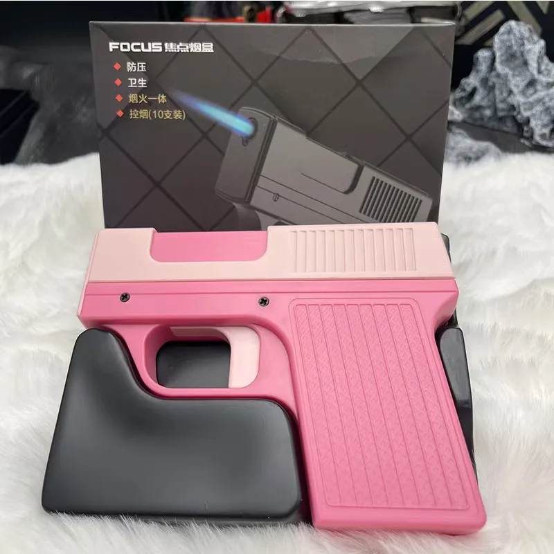 2025 Nieuwe Clip Gun Type Butaangas Aansteker Drie Capaciteit Sigarettenhouder Winddicht Gitzlauwe Vlam Draagbare Aanstekers Mannen Geschenken