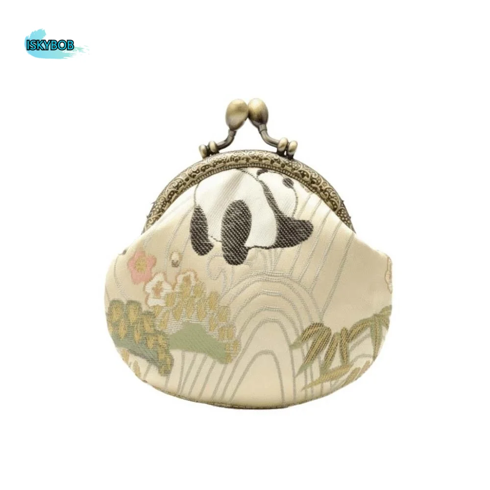

Anti-lost Kiss Lock Coin Purse Polyester Thickened Brocade Mini Pouch Portable Chinese Style Embroidered Small Pocket
