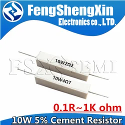 2pcs 10W 5% Cement Resistor Power Resistance 0.1 ~ 10K 0.1R 0.5R 10R 50R 0.22 0.33 0.5 1 2 5 8 10 15 20 25 30 100 1K 2K 3K ohm