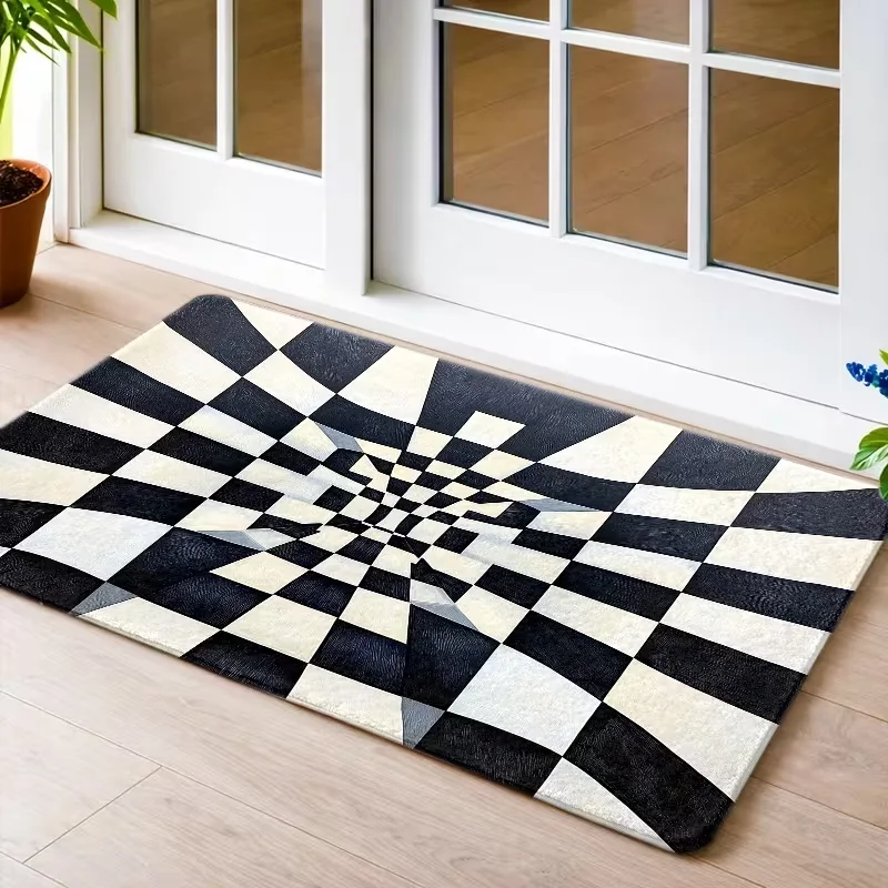 Morandi Earth Tone Abstract Wave Geometric Door Mat Non Slip Entrance Doormat Neutral Curved Color Block Minimalist Pattern Rug