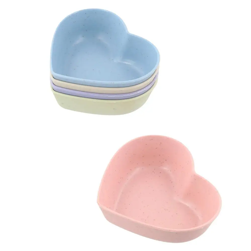 Creative Wheat Straw Heart Shape Seasoning Dish Nordic Style Washable Salted Cabbage Dish Unbreakable Mini Spice Plate Home